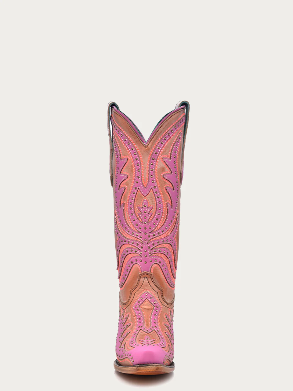 C3970 - WOMEN'S PINK FLUORESCENT EMBROIDERY AND STUDS SNIP TOE COWBOY BOOT - Image 4