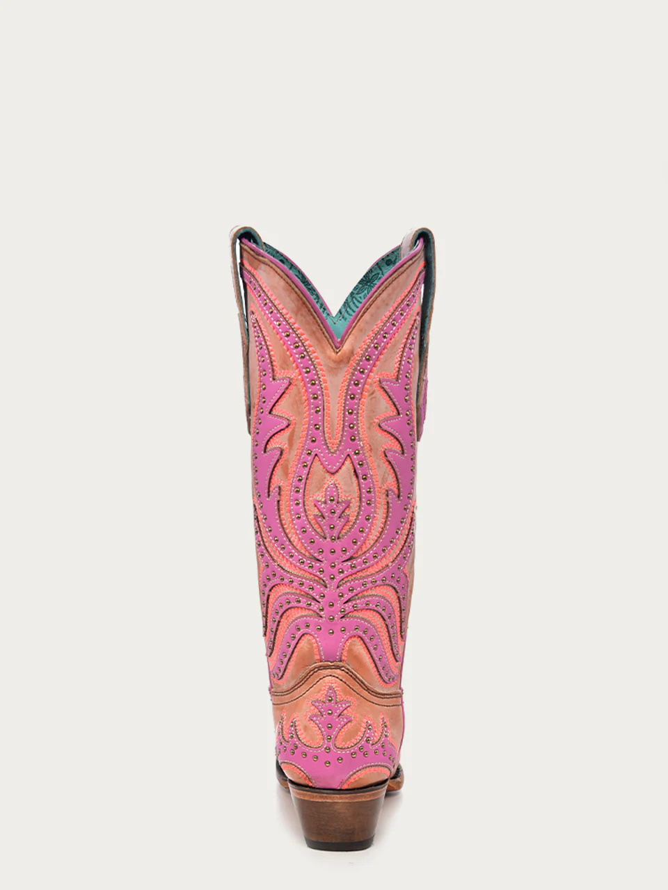 C3970 - WOMEN'S PINK FLUORESCENT EMBROIDERY AND STUDS SNIP TOE COWBOY BOOT - Image 5