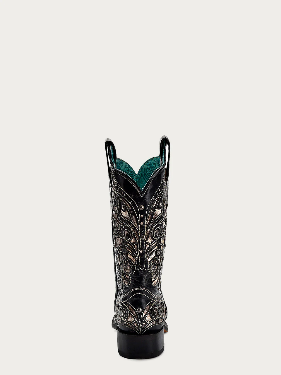 A4133 - WOMEN'S PYTHON INLAY BLACK SQUARE TOE COWBOY BOOT - Image 5
