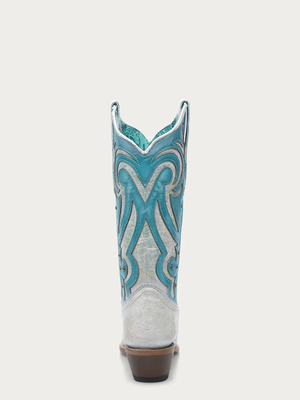 Z5390 - WOMEN'S TURQUOISE LASER OVERLAY WHITE SNIP-TOE COWBOY BOOT - Image 4