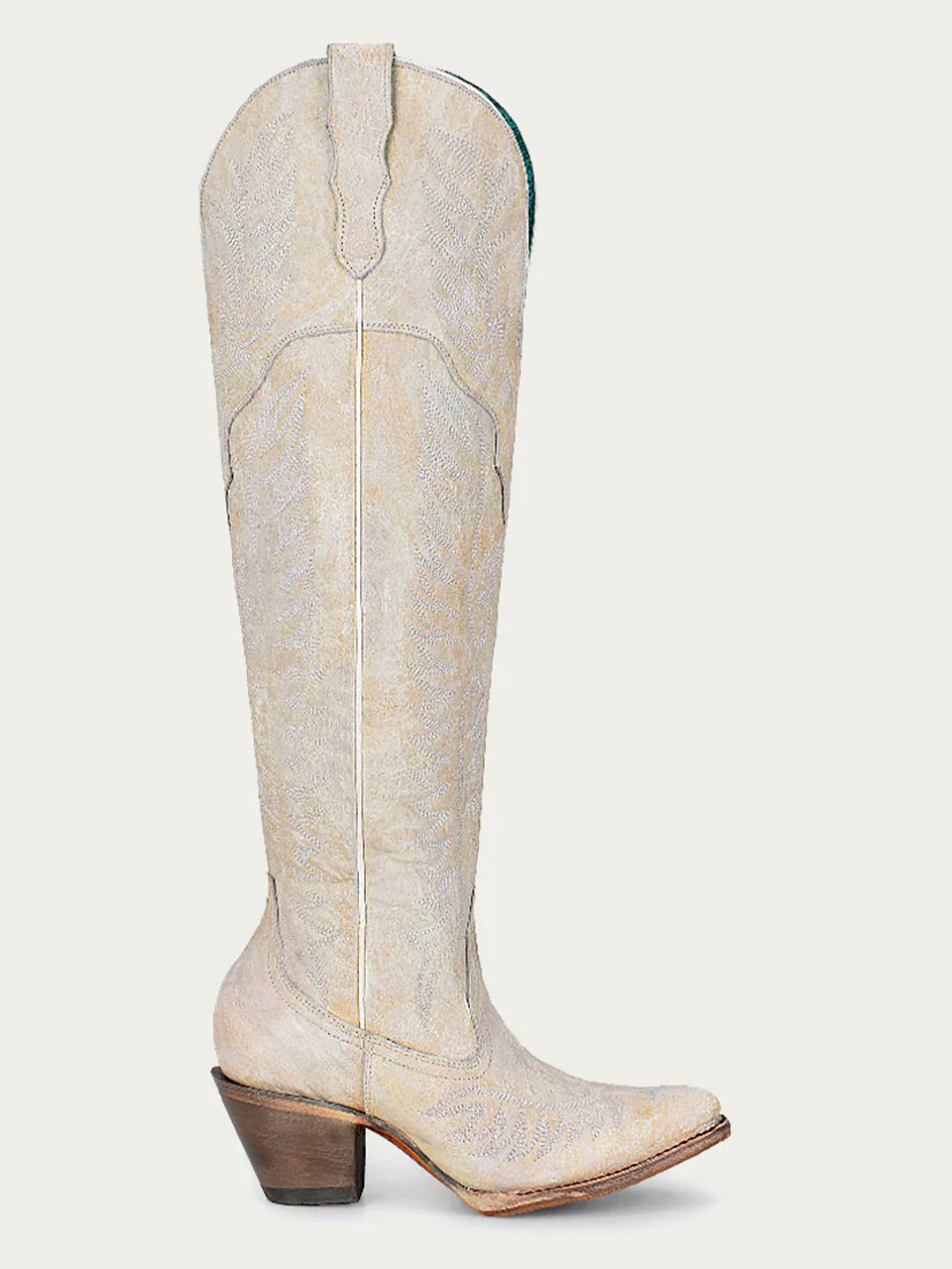 A4311 - WOMEN'S WHITE EMBROIDERY TALL TOP WITH ZIPPER WHITE J TOE COWBOY BOOT - Image 3