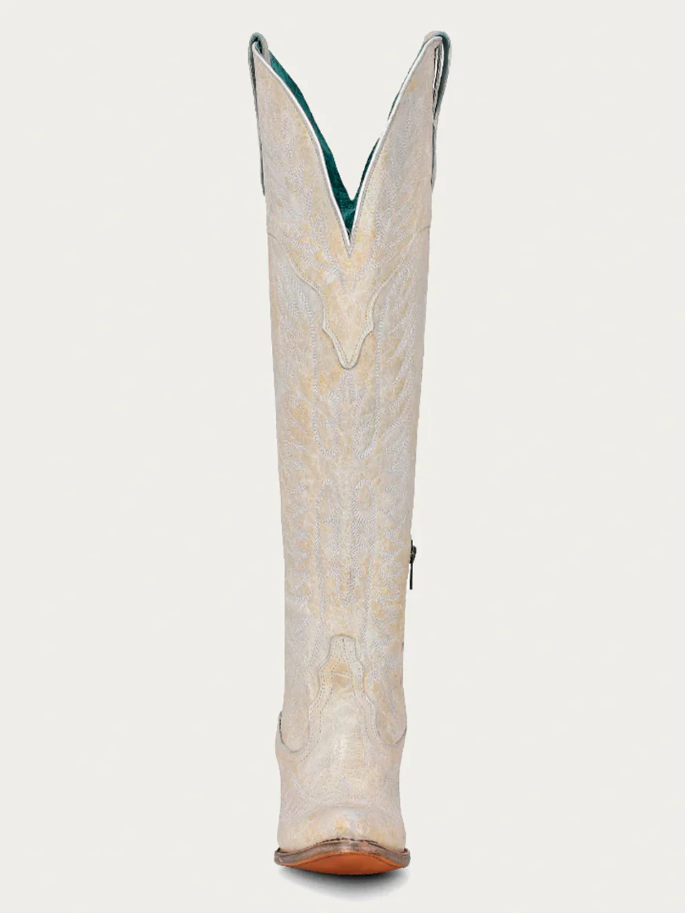 A4311 - WOMEN'S WHITE EMBROIDERY TALL TOP WITH ZIPPER WHITE J TOE COWBOY BOOT - Image 5