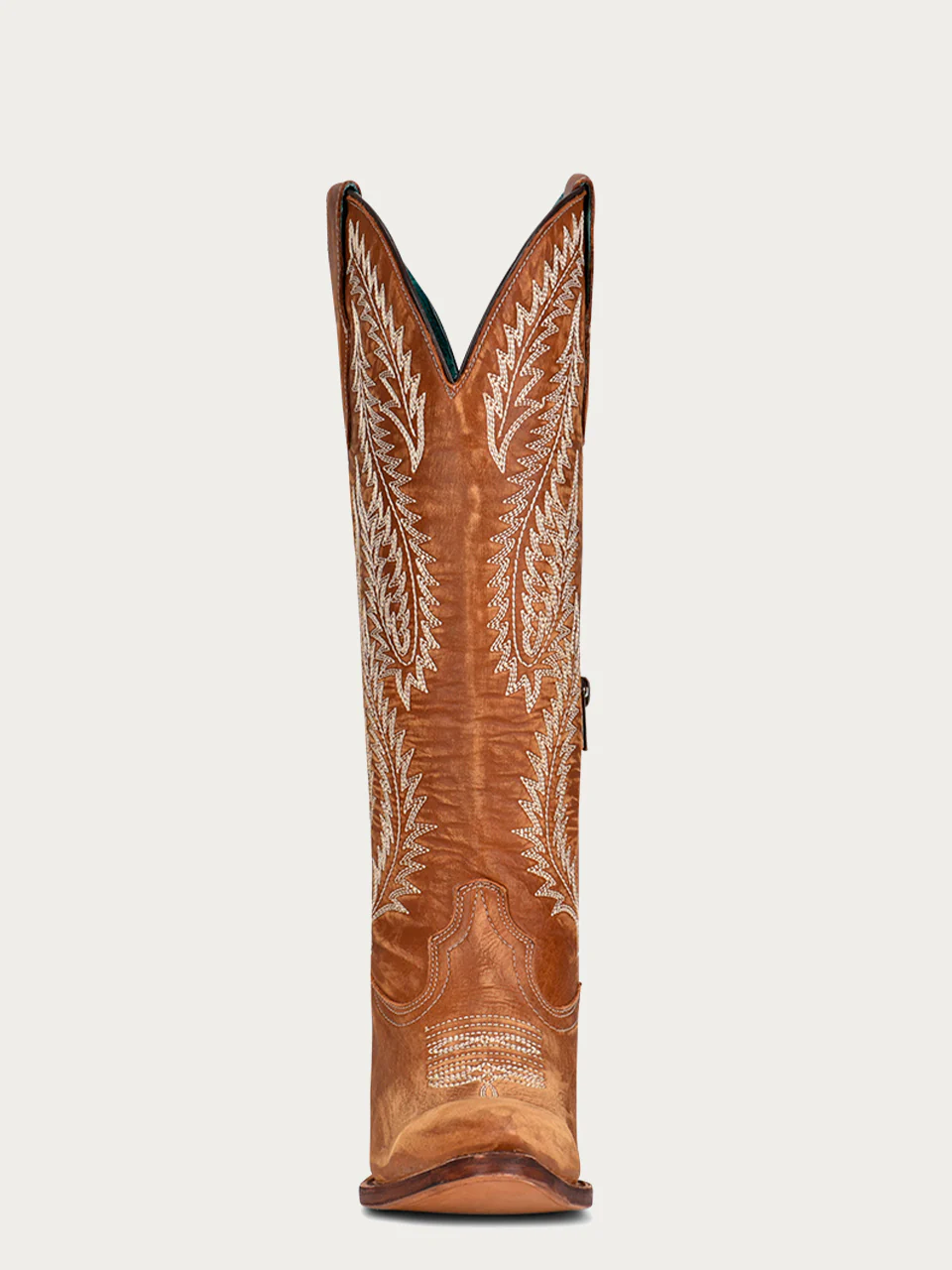 A4216 - WOMEN'S WHITE EMBROIDERY TAN SNIP TOE COWBOY BOOT - Image 4