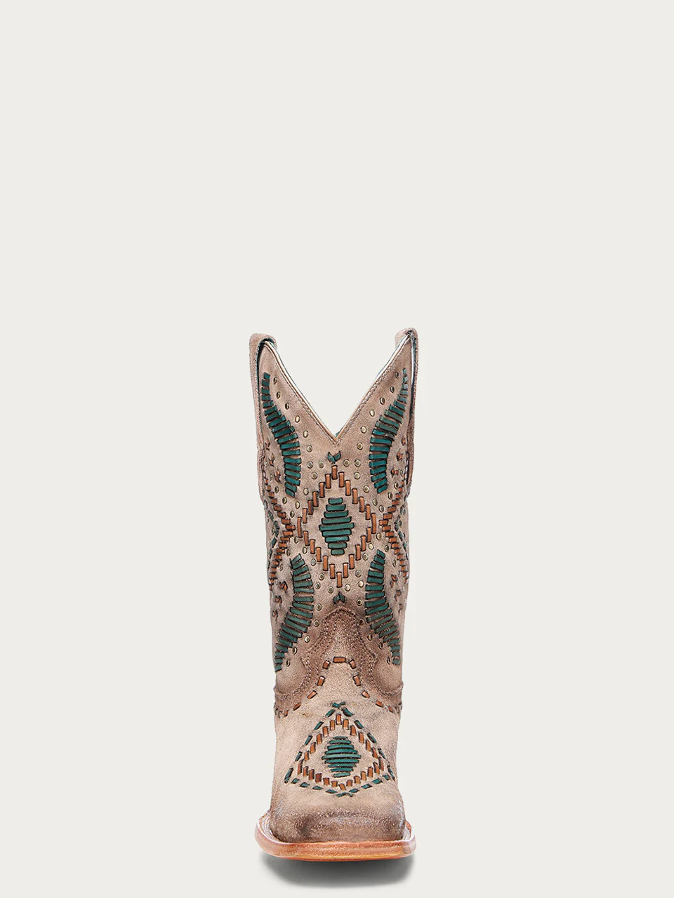 A4840 - WOMEN'S WOVEN EMBROIDERY AND STUDS WIDE SQUARE TOE SAND COWBOY BOOT - Image 5