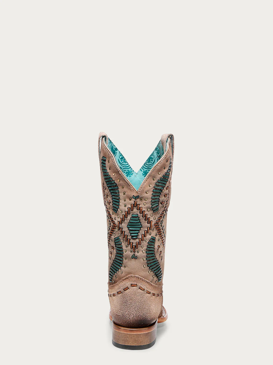 A4840 - WOMEN'S WOVEN EMBROIDERY AND STUDS WIDE SQUARE TOE SAND COWBOY BOOT - Image 6