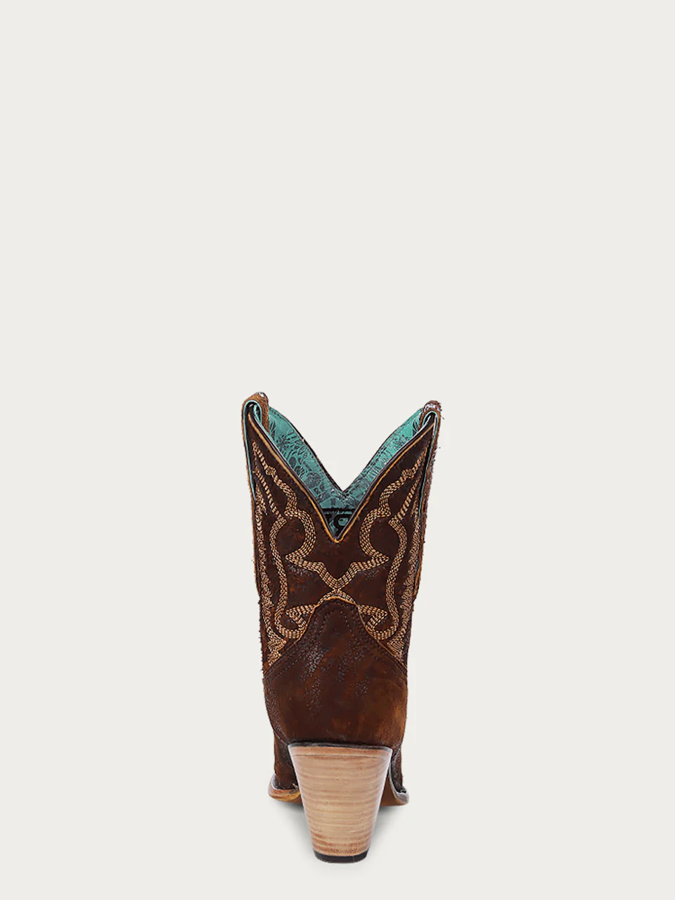 Z5272 - WOMEN'S EMBROIDERY BROWN LAMB POINTED TOE COWBOY ANKLE BOOT - Image 5